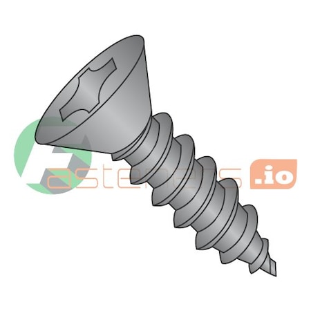 Sheet Metal Screw, #4 X 5/16 In, Black Oxide Steel Flat Head Phillips Drive, 10000 PK